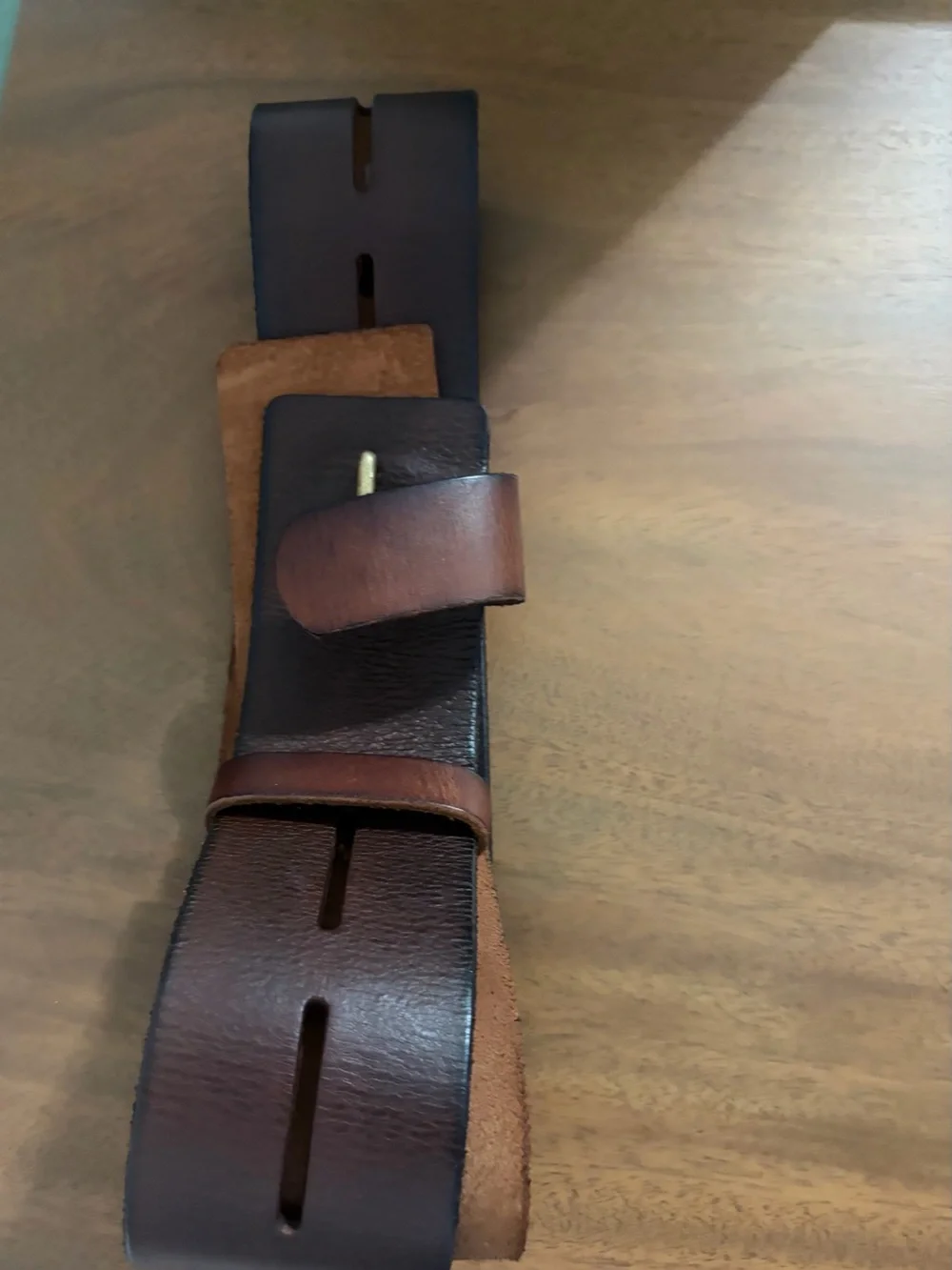 CAbi Wide Leather Here or There Belt in Brown and Tan #3298